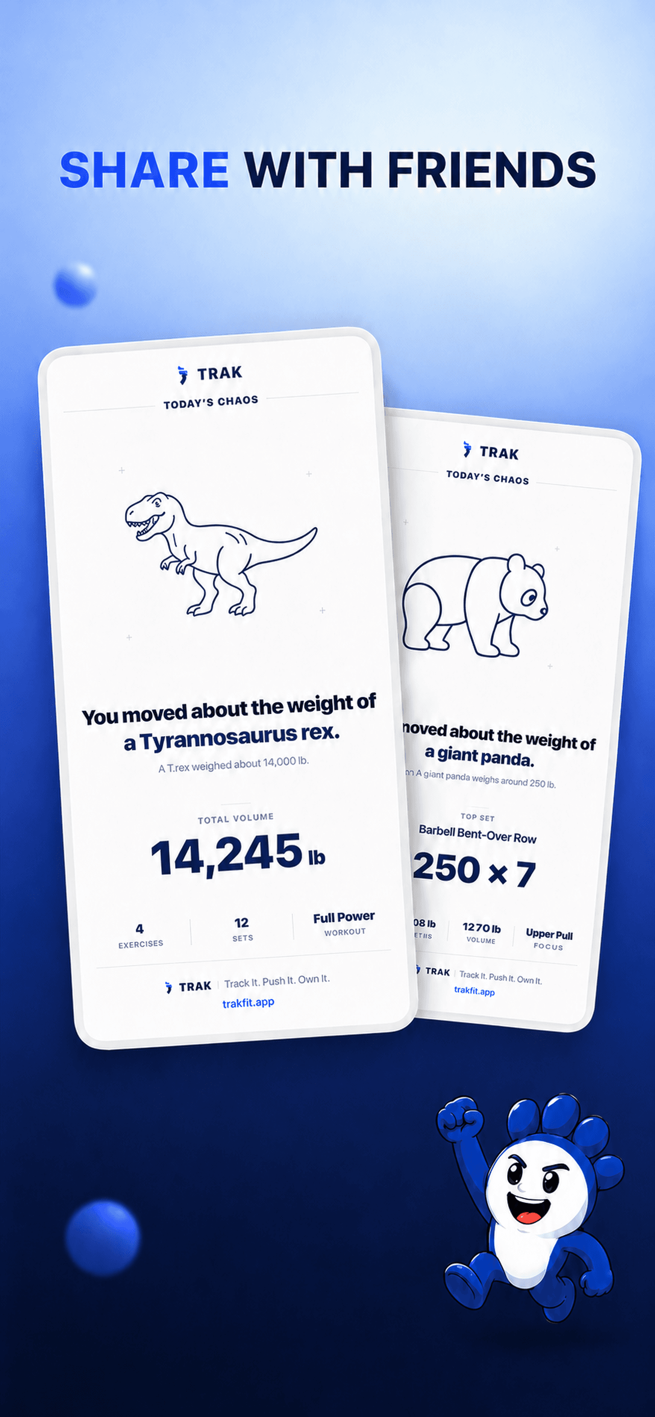 TRAK social share screen